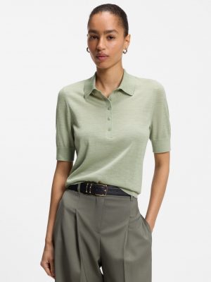 Elegant Merino Wool Knit Polo for Women